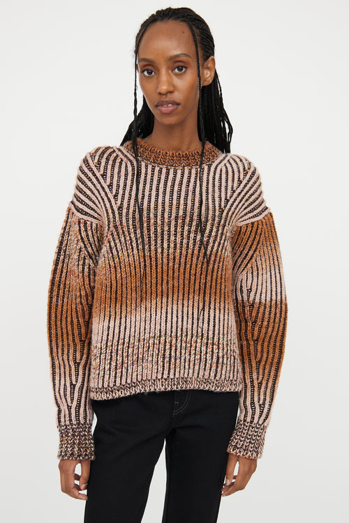 Acne Studios Brown & Pink Wool Blend Rib Knit Sweater