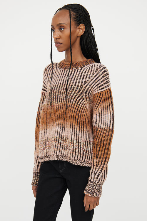 Acne Studios Brown & Pink Wool Blend Rib Knit Sweater