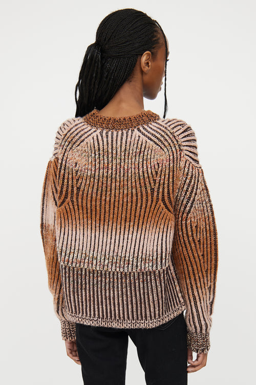 Acne Studios Brown & Pink Wool Blend Rib Knit Sweater