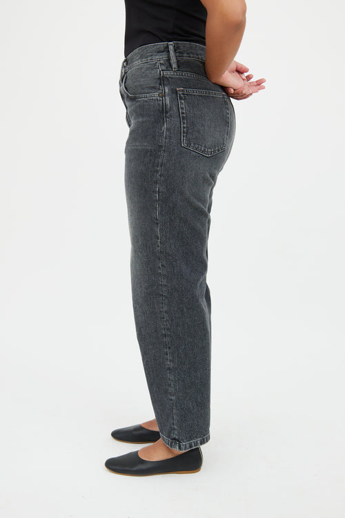 Black Medium Wash Straight Jean