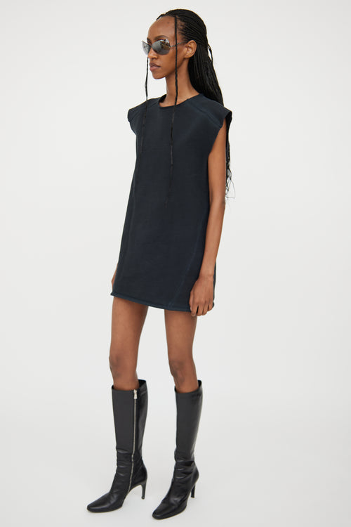 Acne Studios Dark Grey Cotton Raw Hem Sweatshirt Dress