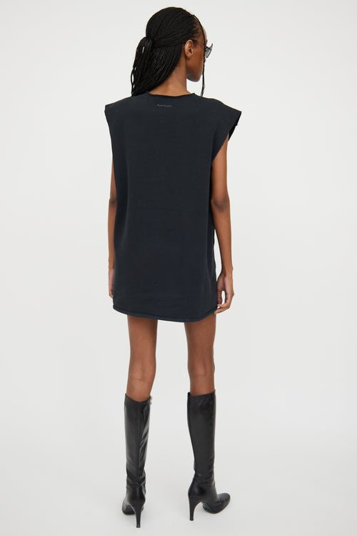 Acne Studios Dark Grey Cotton Raw Hem Sweatshirt Dress