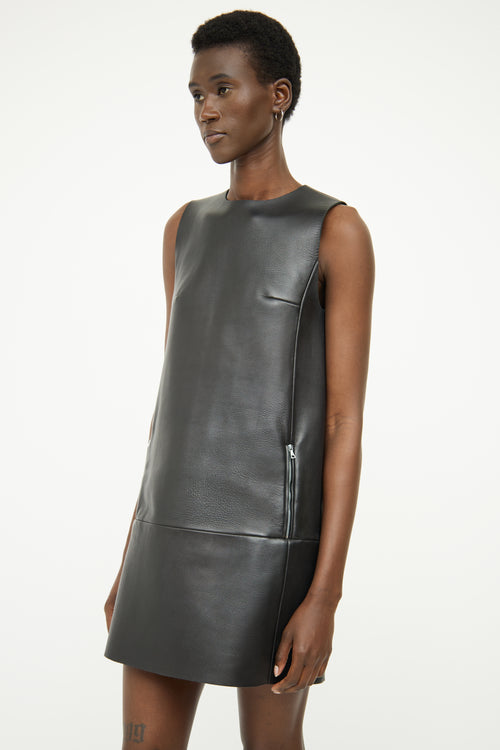 Acne Studios Black Leather Sleeveless Dress