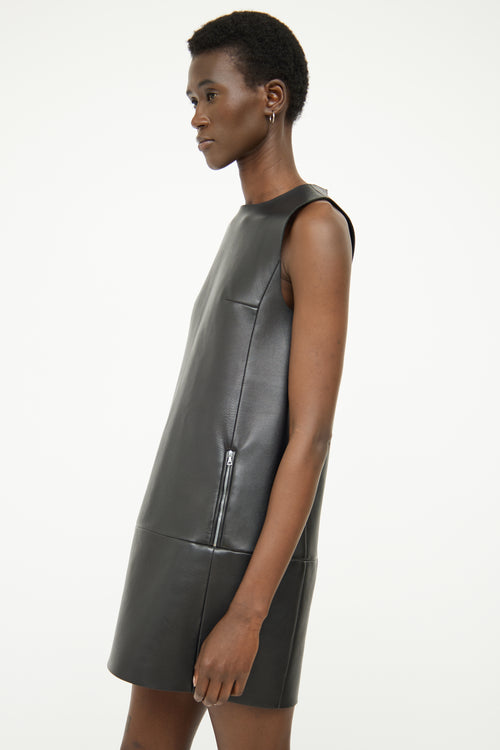 Acne Studios Black Leather Sleeveless Dress