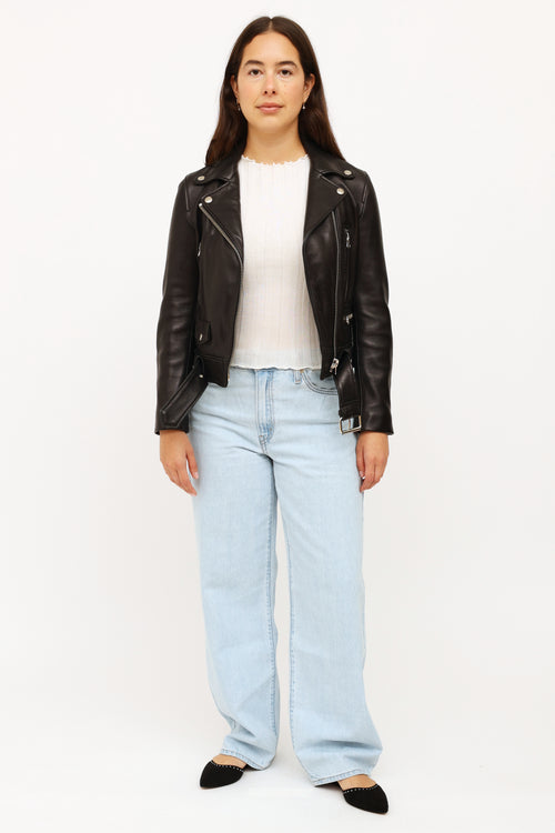 Acne Studios Black Leather Moto Jacket