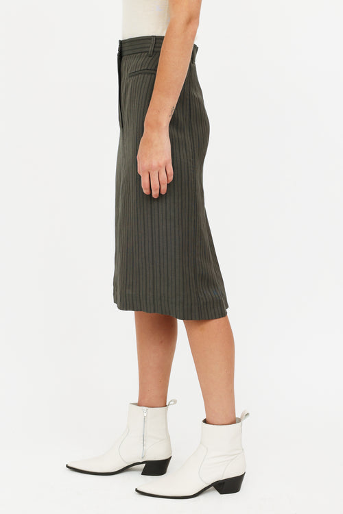 Acne Studios Grey Stripe Linen Pencil Skirt