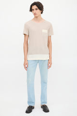 Acne Studios Beige & Brown Striped Pocket T-Shirt