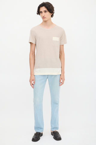 Acne Studios Beige & Brown Striped Pocket T-Shirt