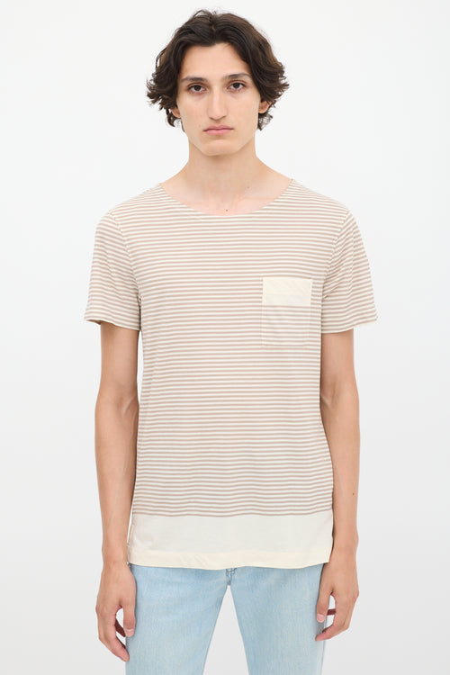 Acne Studios Beige & Brown Striped Pocket T-Shirt