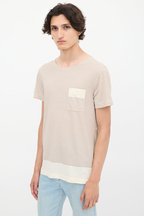 Acne Studios Beige & Brown Striped Pocket T-Shirt