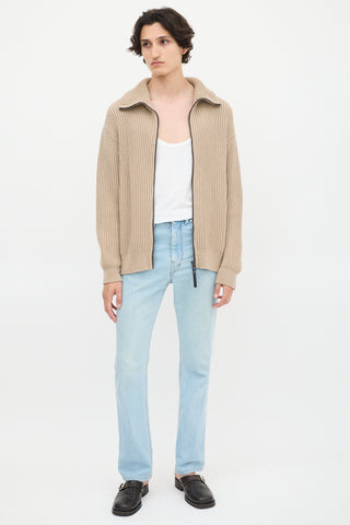 Acne Studios Beige Funnel Zipped Sweater