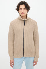 Acne Studios Beige Funnel Zipped Sweater