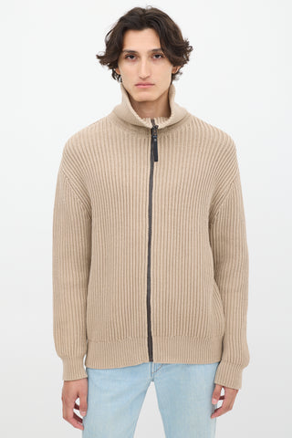 Acne Studios Beige Funnel Zipped Sweater