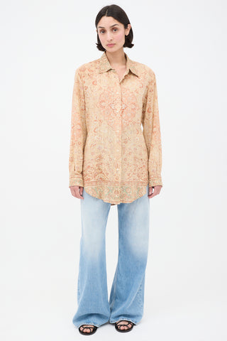 Acne Studios Beige & Pink Paisley Shirt