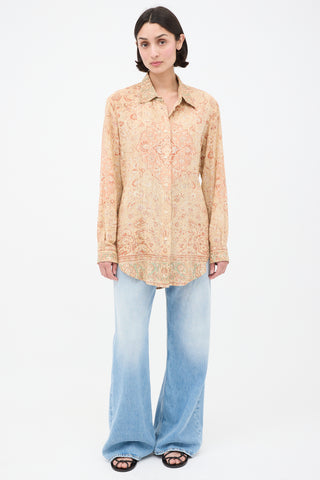 Acne Studios Beige & Pink Paisley Shirt