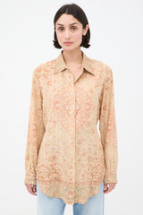 Acne Studios Beige & Pink Paisley Shirt