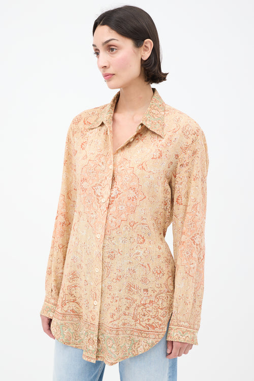 Acne Studios Beige & Pink Paisley Shirt