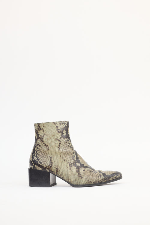 Acne Studios Beige Leather Embossed Ankle Boot