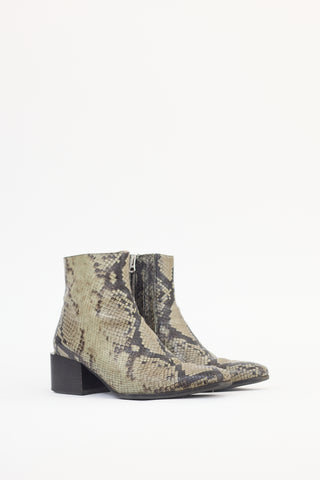 Acne Studios Beige Leather Embossed Ankle Boot