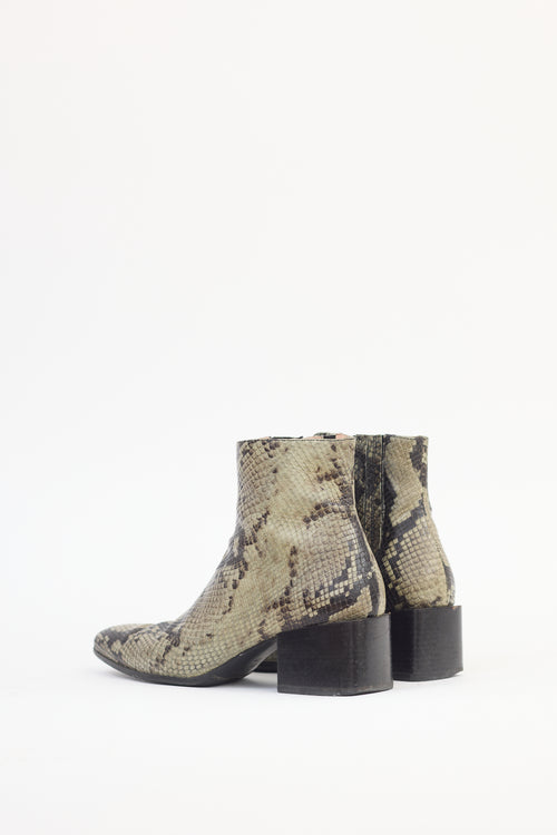 Acne Studios Beige Leather Embossed Ankle Boot