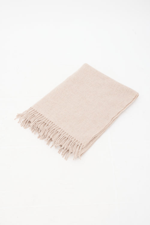 Acne Studios Beige Wool Fringe Scarf