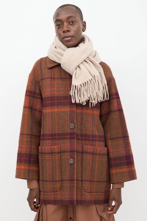 Acne Studios Beige Wool Fringe Scarf