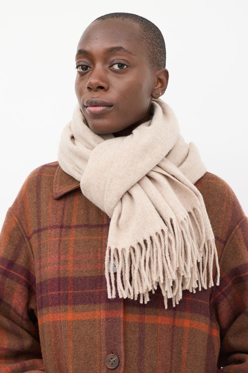 Acne Studios Beige Wool Fringe Scarf