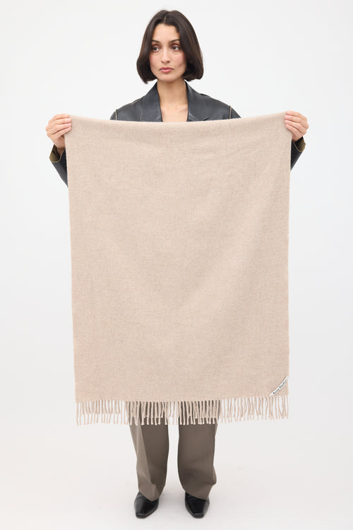 Acne Studios Beige Wool Fringed Scarf