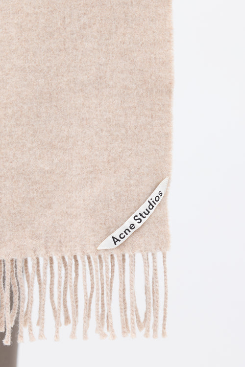 Acne Studios Beige Wool Fringed Scarf