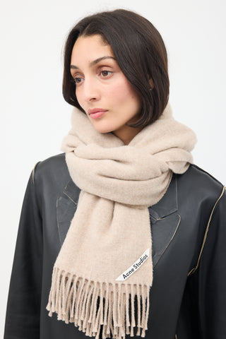 Acne Studios Beige Wool Fringed Scarf