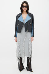 Acne Studios Black & Blue Denim Leather Jacket