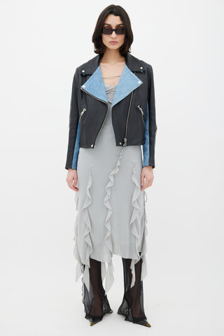 Acne Studios Black & Blue Denim Leather Jacket
