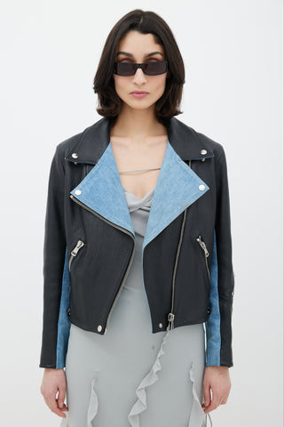 Acne Studios Black & Blue Denim Leather Jacket