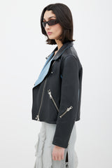 Acne Studios Black & Blue Denim Leather Jacket