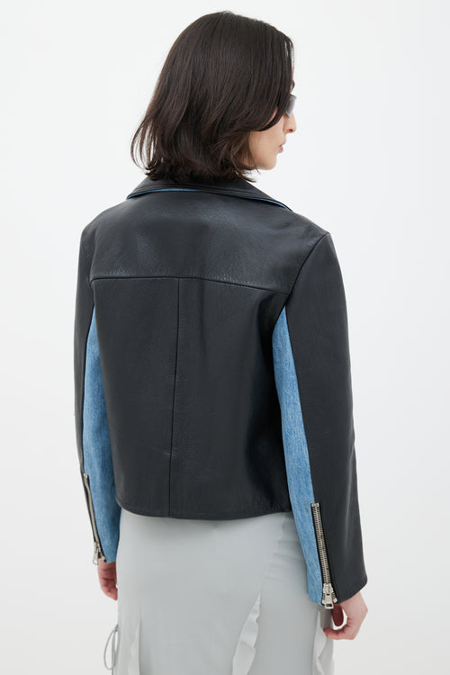 Acne Studios Black & Blue Denim Leather Jacket