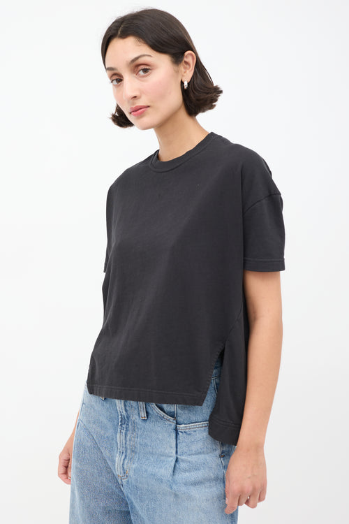 Acne Studios Black Cotton Split Side T-Shirt