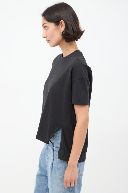 Acne Studios Black Cotton Split Side T-Shirt