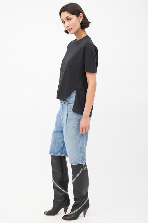 Acne Studios Black Cotton Split Side T-Shirt