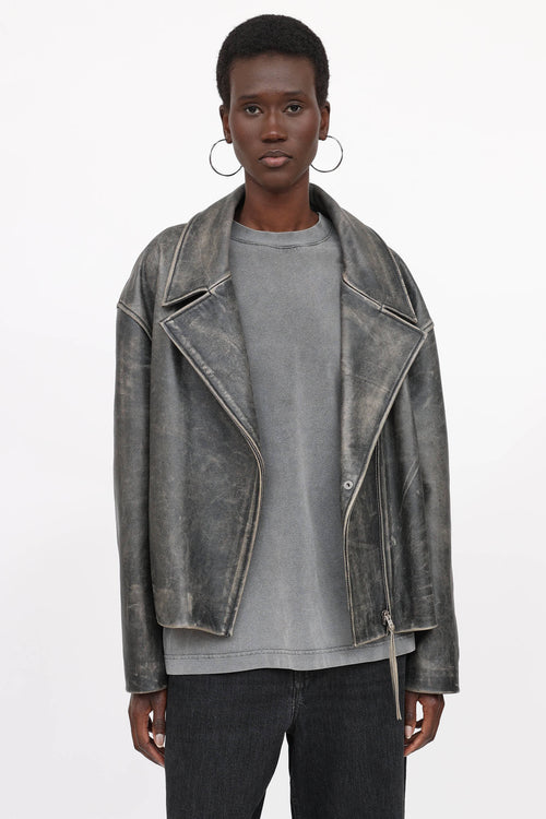 Acne Studios Sanded Leather Biker Jacket