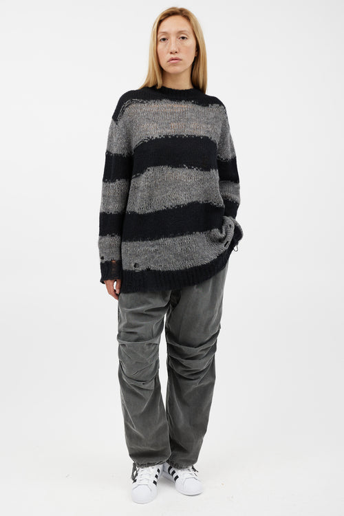 Acne Studios Black & Grey Knit Striped Sweater