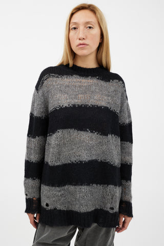 Acne Studios Black & Grey Knit Striped Sweater