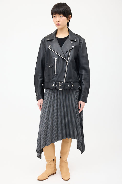 Acne Studios Black Leather New Merlyn Biker Jacket