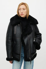 Acne Studios Black Leather Shearling Jacket