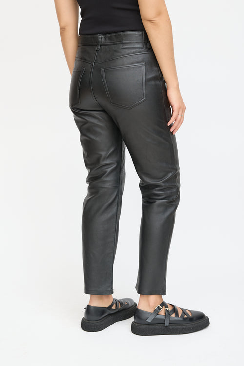 Acne Studios Black Leather Straight Leg Trouser