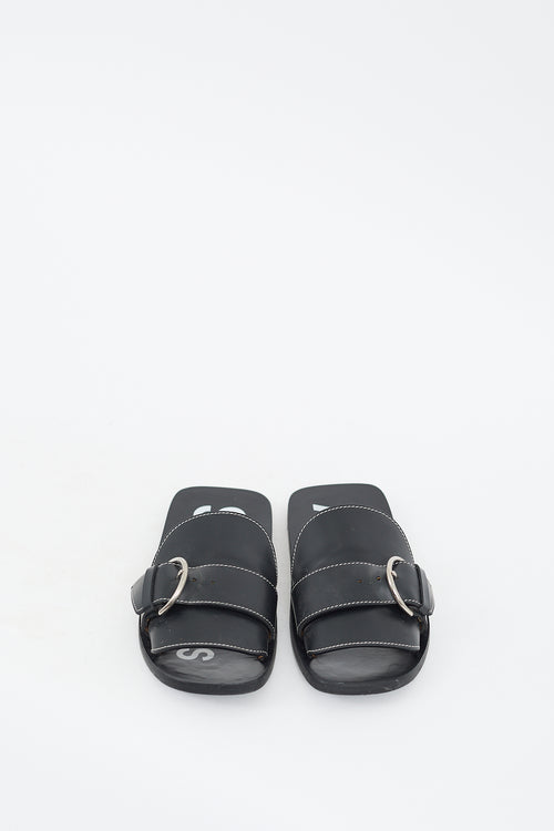 Acne Studios Black Leather Virgie Buckled Slide