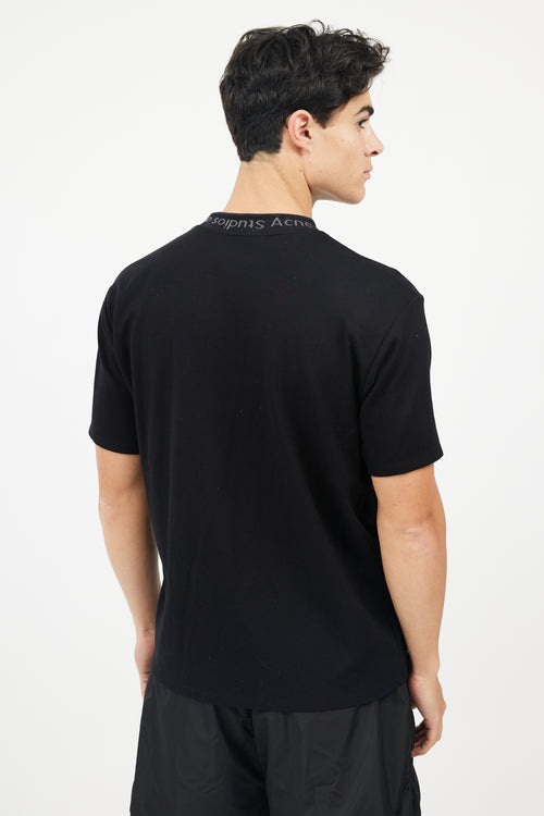 Acne Studios Black Ribbed Logo T-Shirt