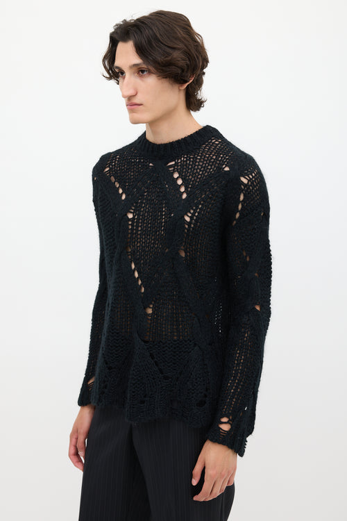 Acne Studios Black Loose Cable Knit Sweater