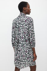 Acne Studios Black & Multicolour Floral Silk Draped Dress