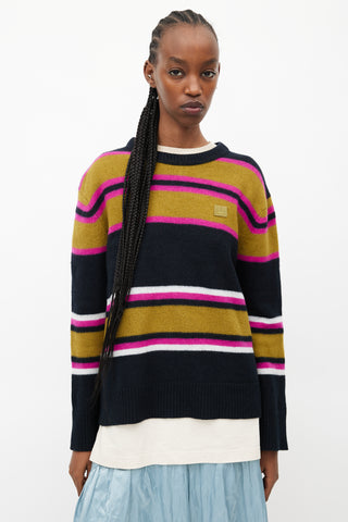 Acne Studios Black & Multicolour Striped Face Sweater