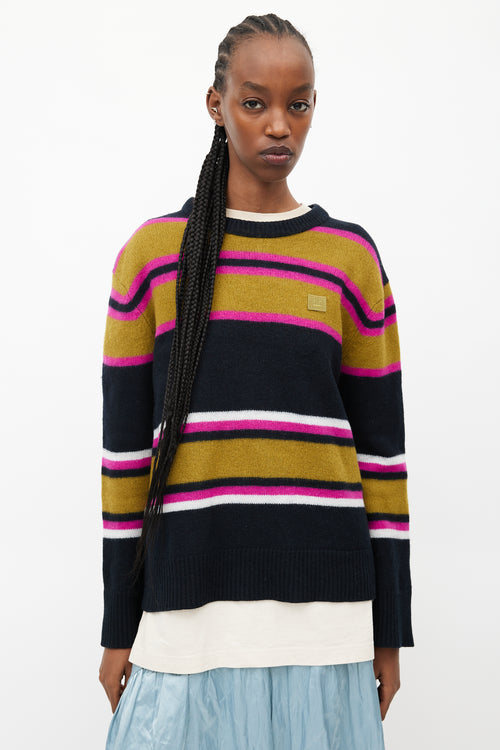 Acne Studios Black & Multicolour Striped Face Sweater
